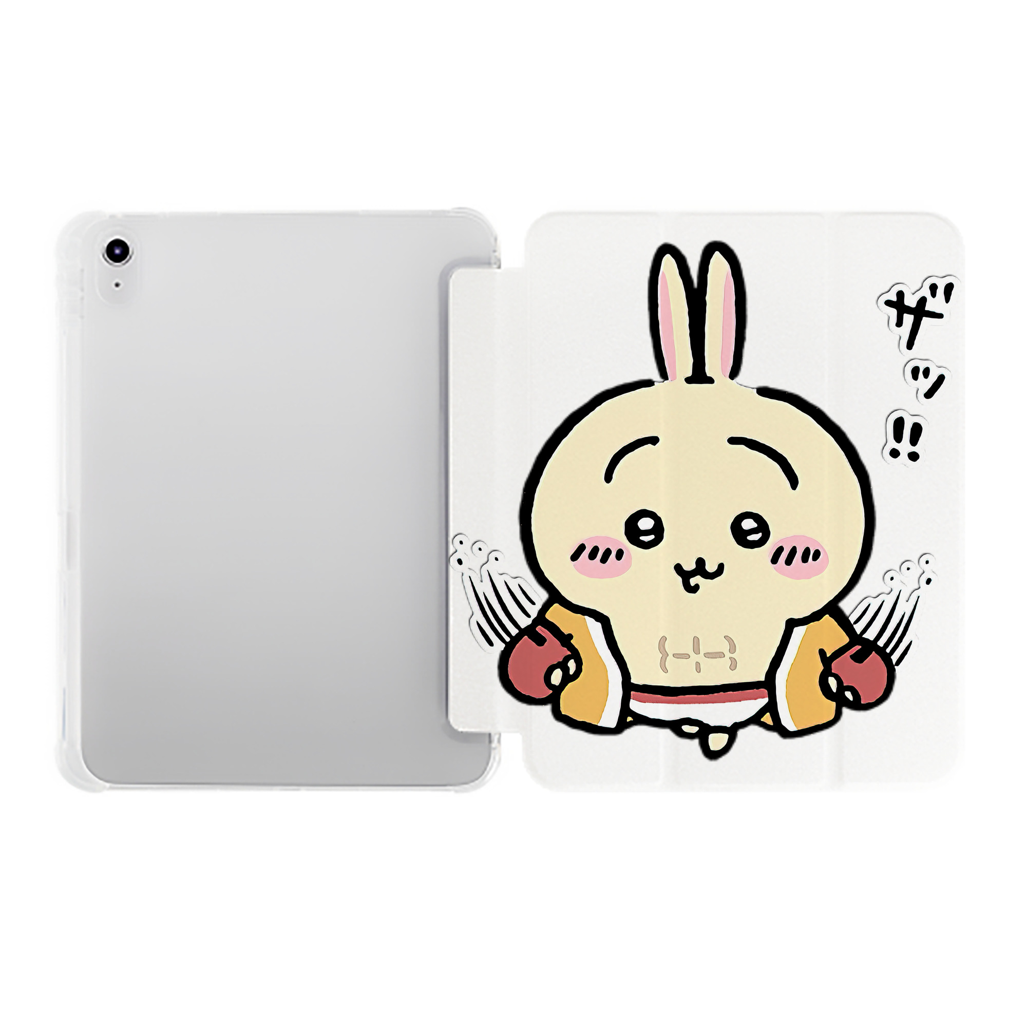 （画像用） ちいかわ うさぎ Chii-kawa usagi IPad ケース ペン収納付き 三つ折りスタンド PUレザー×シリコン 対応機種9.5/10.5/10.9インチ